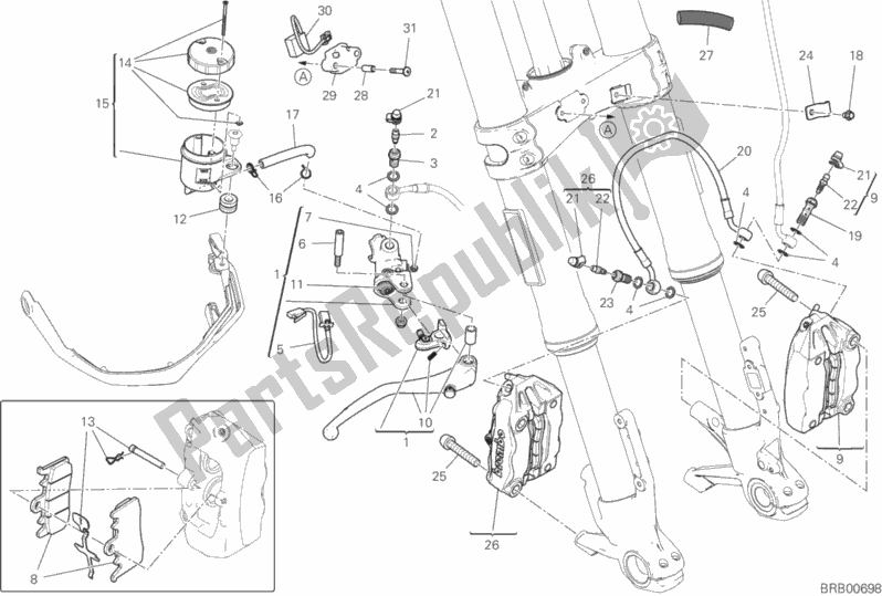 All parts for the Front Brake System of the Ducati Multistrada 950 S 2020